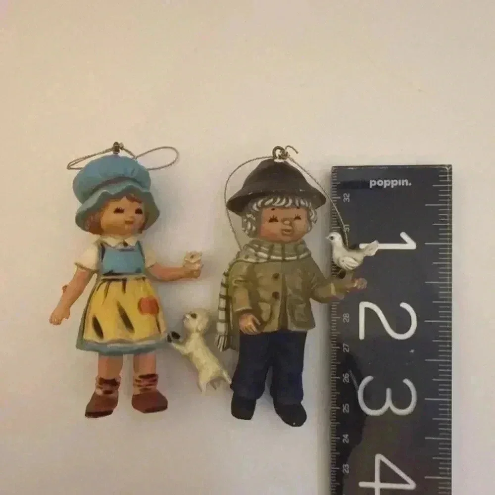 Vintage Bradford Novelty Co‎ Old World Children 2 Figures Girl & Boy Ornaments